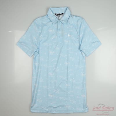 New W/ Logo Mens Travis Mathew Polo Small S Blue MSRP $100 A40116N