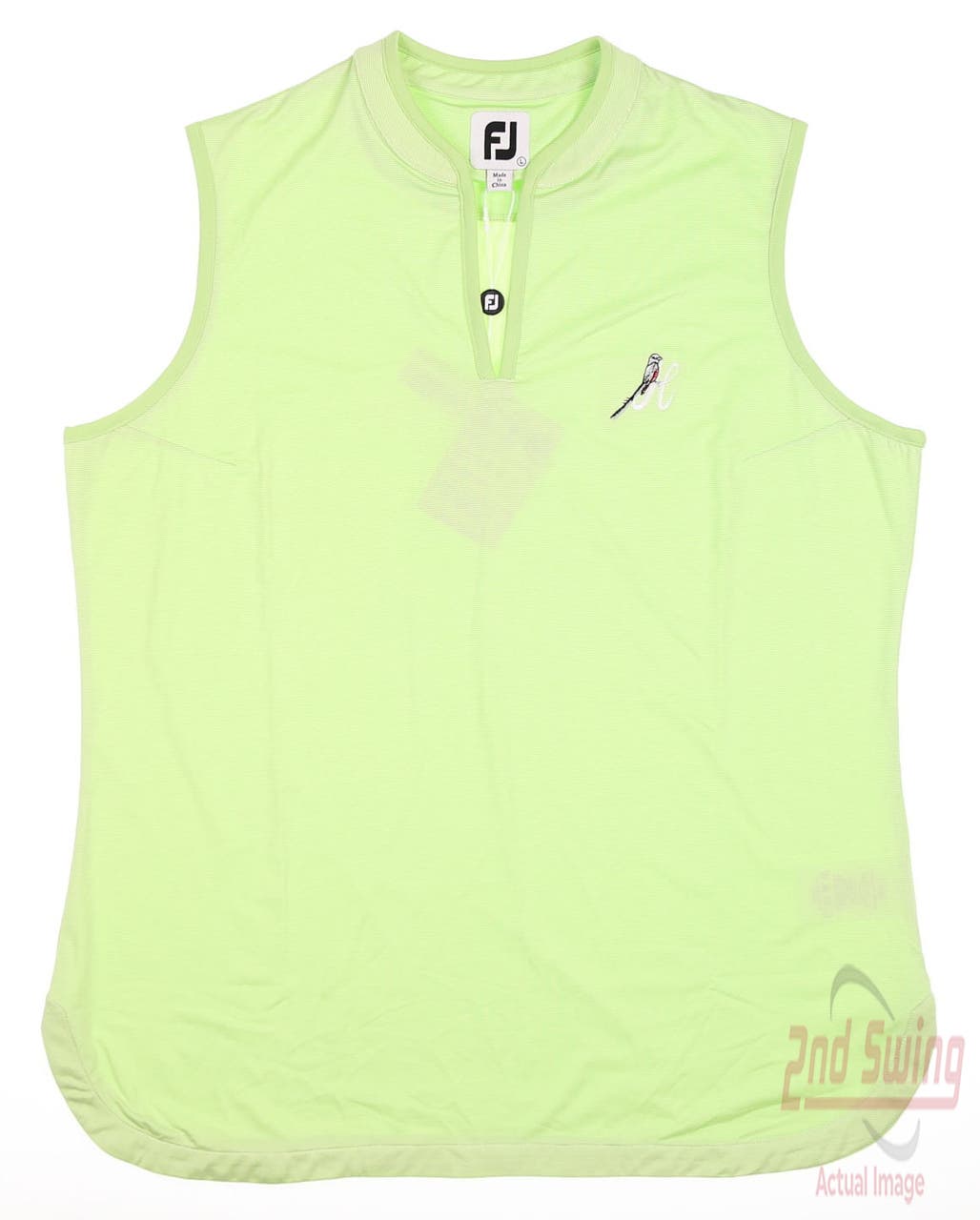 New W/ Logo Womens Footjoy Golf Sleeveless Polo Large L Sprout/White MSRP $78