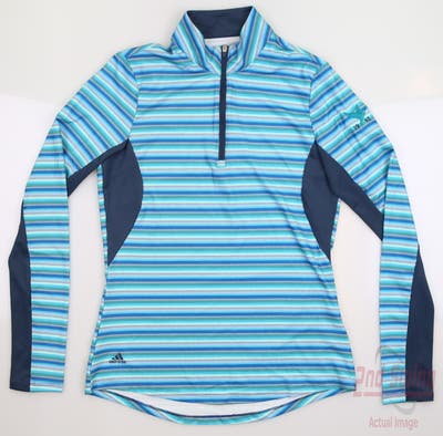 New W/ Logo Womens Adidas Ultimate365 Print 1/4 Zip Pullover X-Small XS Multi MSRP $70