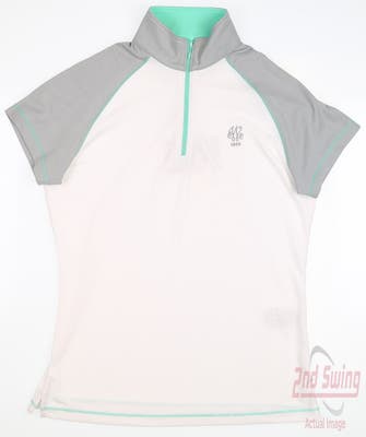 New W/ Logo Womens Footjoy Smith Pique Raglan Colorblock Zip Polo X-Small XS Multi MSRP $72
