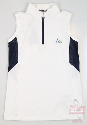 New W/ Logo Womens Ralph Lauren RLX Golf Sleeveless Polo X-Small XS White Multi MSRP $98