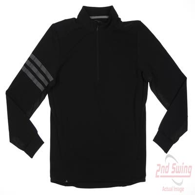 New Mens Adidas 1/4 Zip Pullover Small S Black MSRP $90