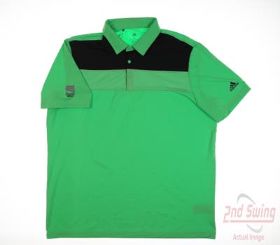 New W/ Logo Mens Adidas Polo X-Large XL Green MSRP $80