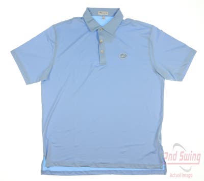 New W/ Logo Mens Peter Millar Golf Polo Large L Blue MSRP $94
