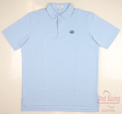 New W/ Logo Mens Peter Millar Golf Polo Large L Blue MSRP $94