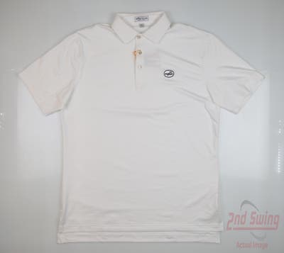 New W/ Logo Mens Peter Millar Golf Polo Large L White MSRP $94