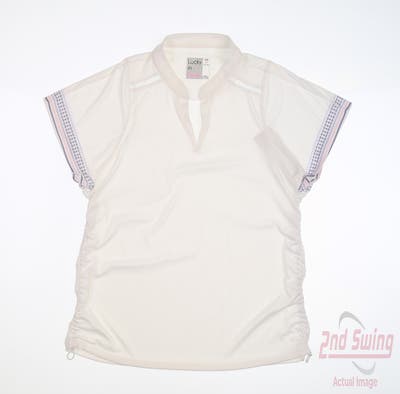 New Womens Lucky In Love Polo Large L White MSRP $76