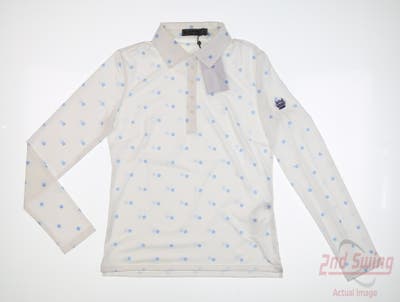 New W/ Logo Womens G-Fore Long Sleeve Polo X-Small XS White MSRP $135