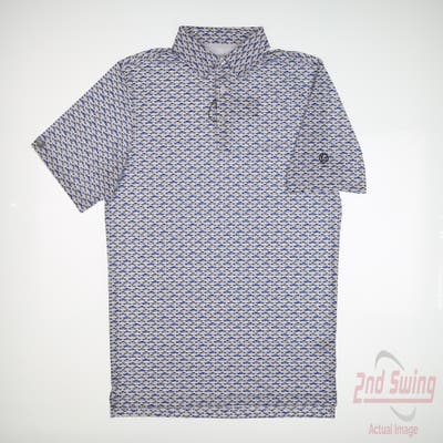 New W/ Logo Mens Straight Down GTO Polo Small S Blue MSRP $94