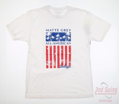 New Mens MATTE GREY All American Sandbagger T-Shirt Large L White MSRP $38