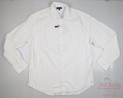 New Mens Peter Millar Long Sleeve Polo X-Large XL White MSRP $145