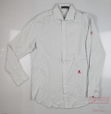 New W/ Logo Mens G-Fore Golf Button Up Medium M Gray MSRP $185