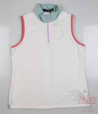 New Womens Ralph Lauren RLX Golf Sleeveless Polo Large L White MSRP $99