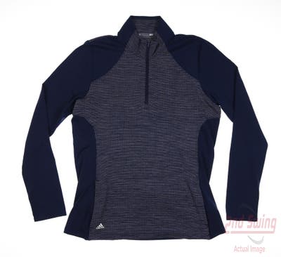 New Womens Adidas Golf 1/4 Zip Pullover Large L Navy Blue MSRP $70