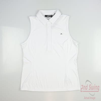 New Womens J. Lindeberg Sleeveless Polo Large L White MSRP $86