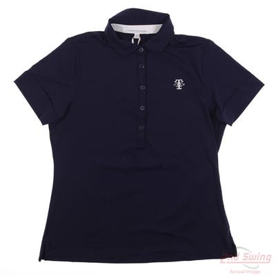 New W/ Logo Womens Fairway & Greene Morgan Polo Medium M Navy Blue MSRP $108