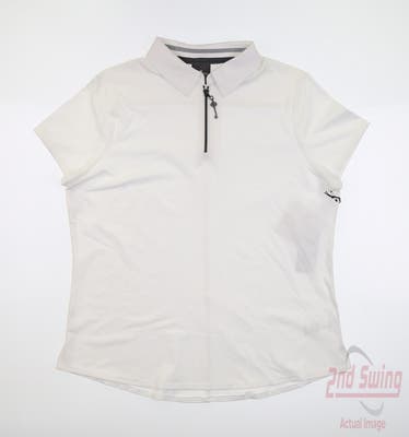 New Womens Belyn Key Cap Sleeve Polo Medium M White MSRP $50