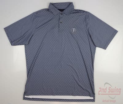New W/ Logo Mens Fairway & Greene USA Wave Print Jersey Polo Large L Navy Blue MSRP $108