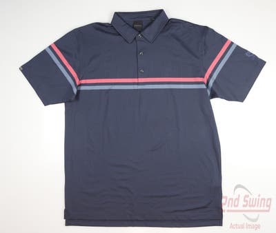 New W/ Logo Mens Dunning Golf Polo X-Large XL Navy Blue MSRP $95