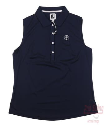 New W/ Logo Womens Footjoy Golf Sleeveless Polo Small S Navy Blue MSRP $80
