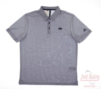 New W/ Logo Mens Adidas Polo Large L Navy Blue MSRP $65
