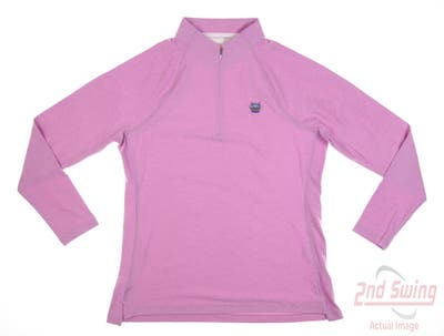New W/ Logo Womens Peter Millar 1/4 Zip Pullover Large L Pink MSRP $135