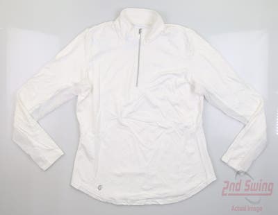 New Womens GG BLUE 1/4 Zip Pullover Medium M White MSRP $60