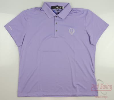 New W/ Logo Womens Ralph Lauren RLX Golf Polo Large L Purple MSRP $95