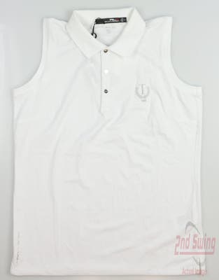 New W/ Logo Womens Ralph Lauren RLX Golf Sleeveless Polo Medium M White MSRP $88