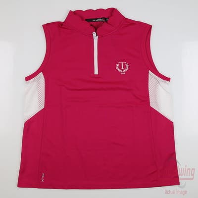 New W/ Logo Womens Ralph Lauren RLX Golf Sleeveless Polo Small S Pink MSRP $88