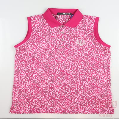 New W/ Logo Womens Ralph Lauren RLX Golf Sleeveless Polo Medium M Pink MSRP $88