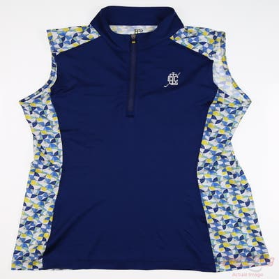 New W/ Logo Womens EP NY Mock Geo Patch Sleeveless Polo Small S Multi MSRP $84