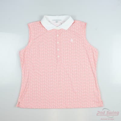 New W/ Logo Womens Fairway & Greene Sleeveless Polo X-Small XS Orange MSRP $103