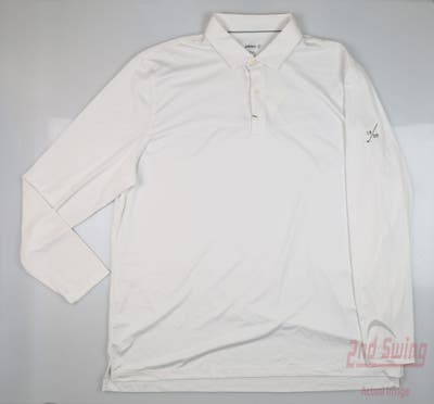New W/ Logo Mens Johnnie-O Long Sleeve Polo XX-Large XXL White MSRP $120