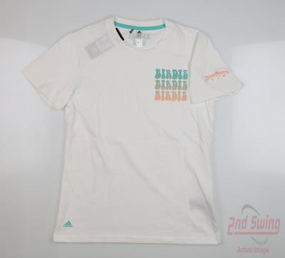 New W/ Logo Womens Adidas T-Shirt Small S White MSRP $37