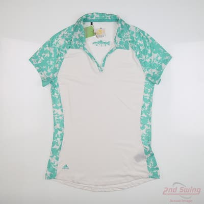 New W/ Logo Womens Adidas Polo X-Small XS White MSRP $72