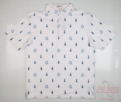 New Mens Straight Down Polo Large L White MSRP $80