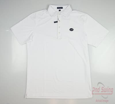 New W/ Logo Mens Peter Millar Polo Large L White MSRP $100