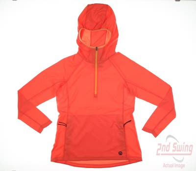 New Womens Straight Down 1/4 Zip Pullover Hoodie X-Small XS Orange MSRP $70