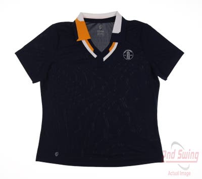 New W/ Logo Womens GG BLUE Polo Large L Navy Blue MSRP $90