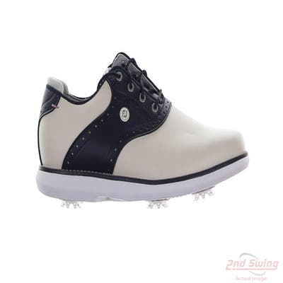 New Womens Golf Shoe Footjoy Traditions Spikeless Medium 9.5 White/Navy $120
