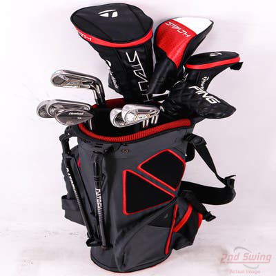Complete Set of Men's TaylorMade Adams Cleveland Odyssey Golf Clubs + Datrek Stand Bag - Right Handed