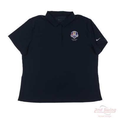 New W/ Logo Ryder Cup Womens Nike Polo Medium M Navy Blue MSRP $90