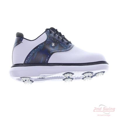 New Mens Golf Shoe Footjoy Traditions Saddle Medium 11.5 White/Blue MSRP $140 57945