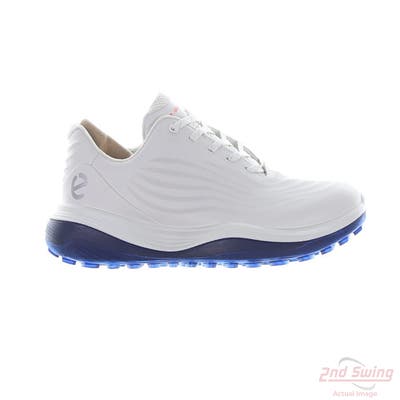 New Mens Golf Shoe Ecco LT1 44 (10-10.5) White/Blue MSRP $200 132264