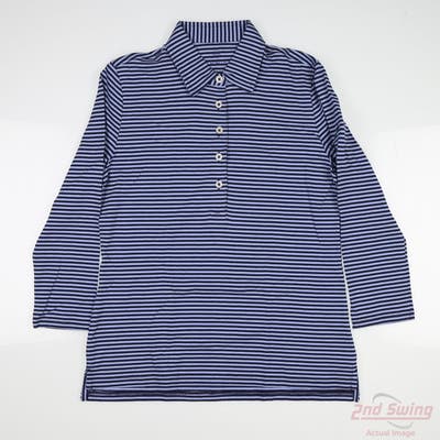 New W/ Logo Womens Renwick 3/4 Sleeve Polo Large L Blue MSRP $95 R1185