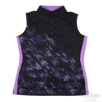 New W/ Logo Womens EP Pro Sleeveless Polo X-Small XS Black MSRP $85 5960NIB