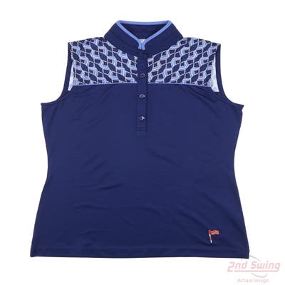 New W/ Logo Womens EP Pro Sleeveless Polo Small S Blue MSRP $85 5019NJAX