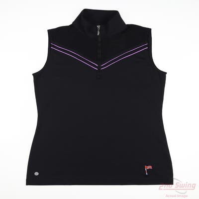 New W/ Logo Womens EP NY Sleeveless Polo X-Small XS Black MSRP $85 5929NIBX