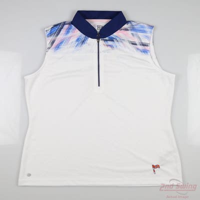New W/ Logo Womens EP NY Sleeveless Polo Medium M White MSRP $74 5873NHC